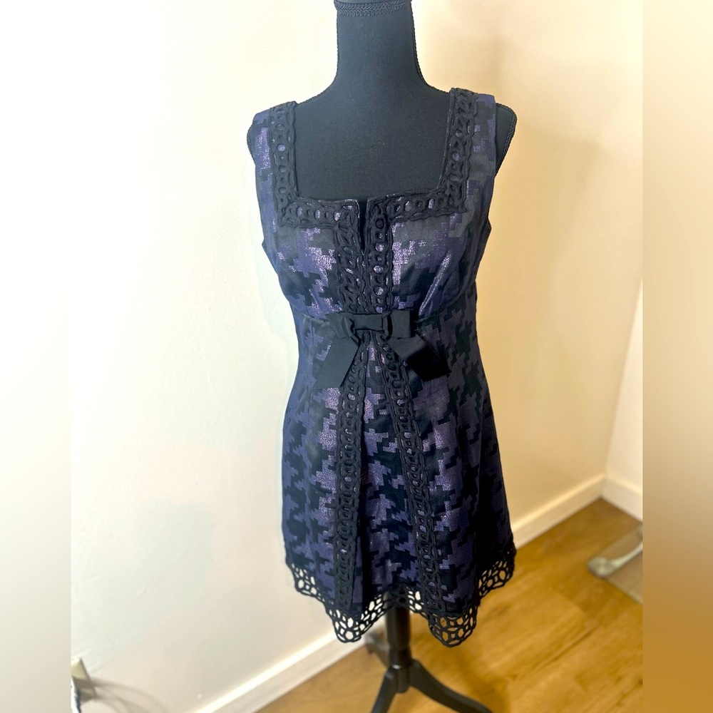 ANNA SUI Houndstooth Print Mini Dress